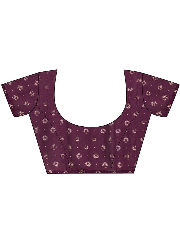 Libas Printed Wine Georgette Saree With Unstitched Blouse Piece